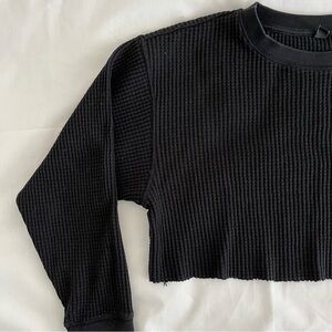 Long Sleeve Cropped Waffle Top